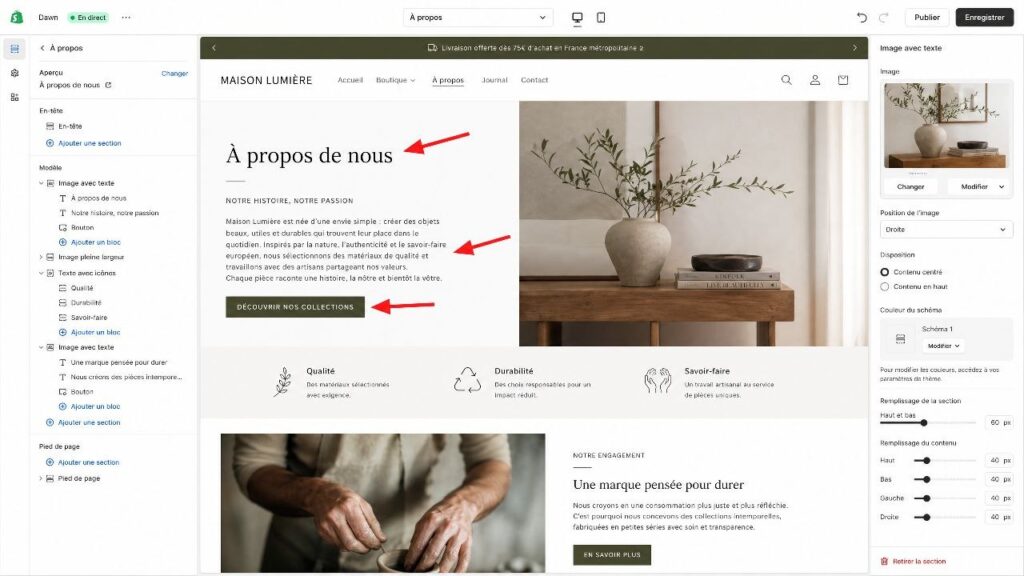 La page À propos