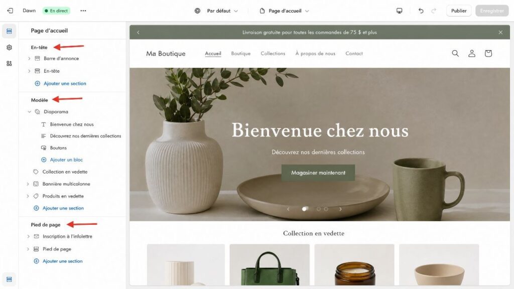 Choisir et explorer son thème Shopify