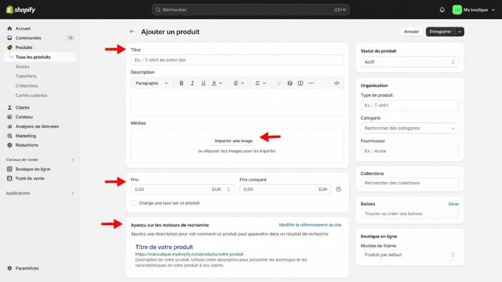 Comment ajouter un produit sur Shopify