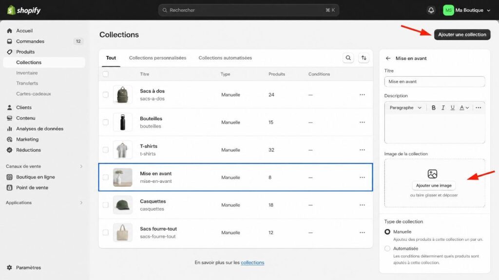 Comment créer des collections pour organiser sa boutique
