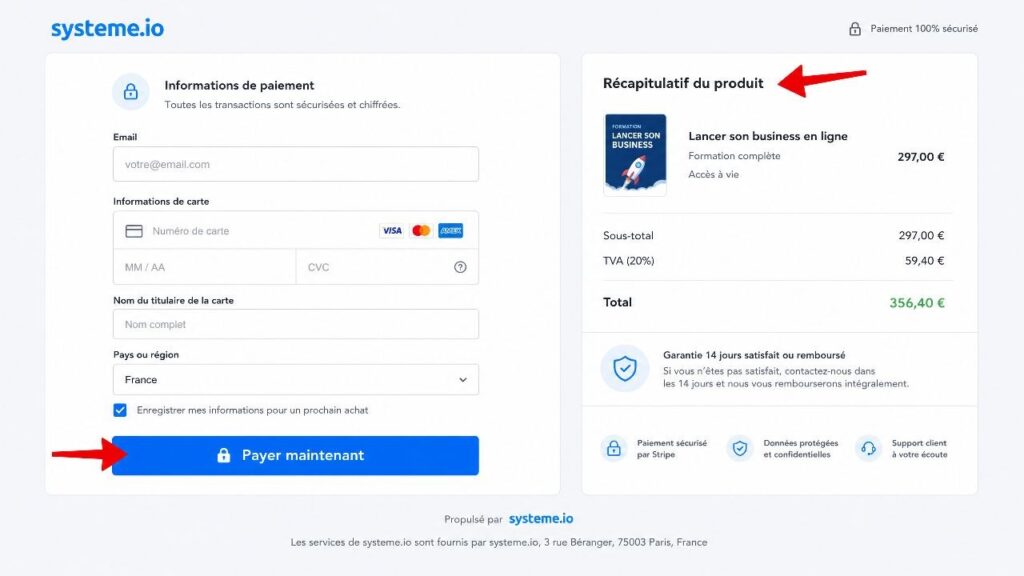 La page de paiement : simplifier l'achat au maximum